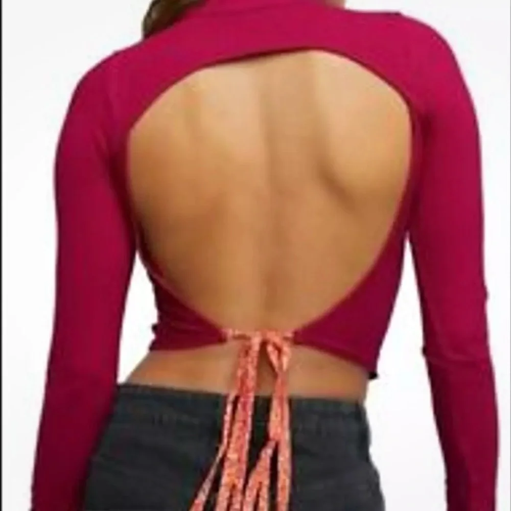 Free People Edge of Town Open Back Crop Top Pink Magenta Size Large
